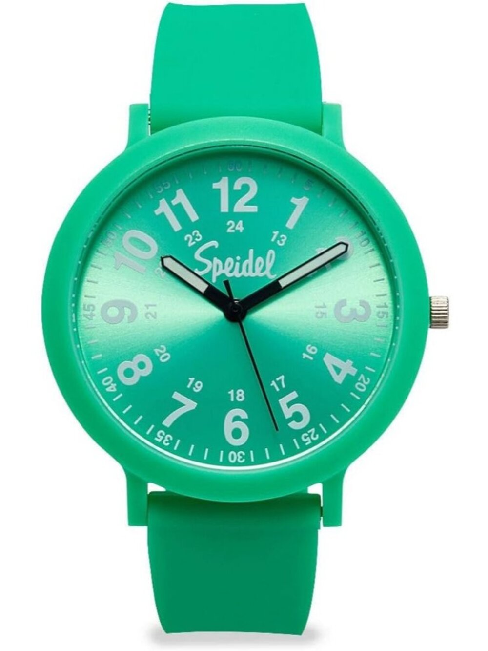 Women's Green Eco Color Pop Plastic with Recyclable Silicone Strap Wrist Watch